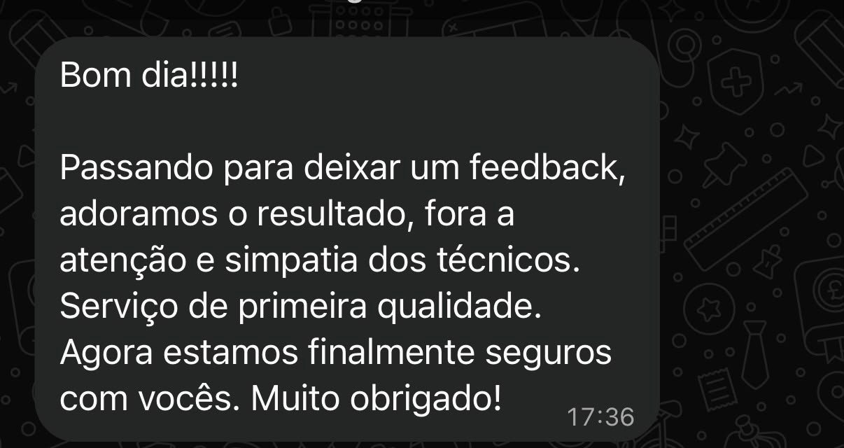 Mensagem de satisfação de cliente da AKITA Dedetizadora